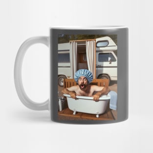 Funny Camping Present Bathtub Camper Guy Mug